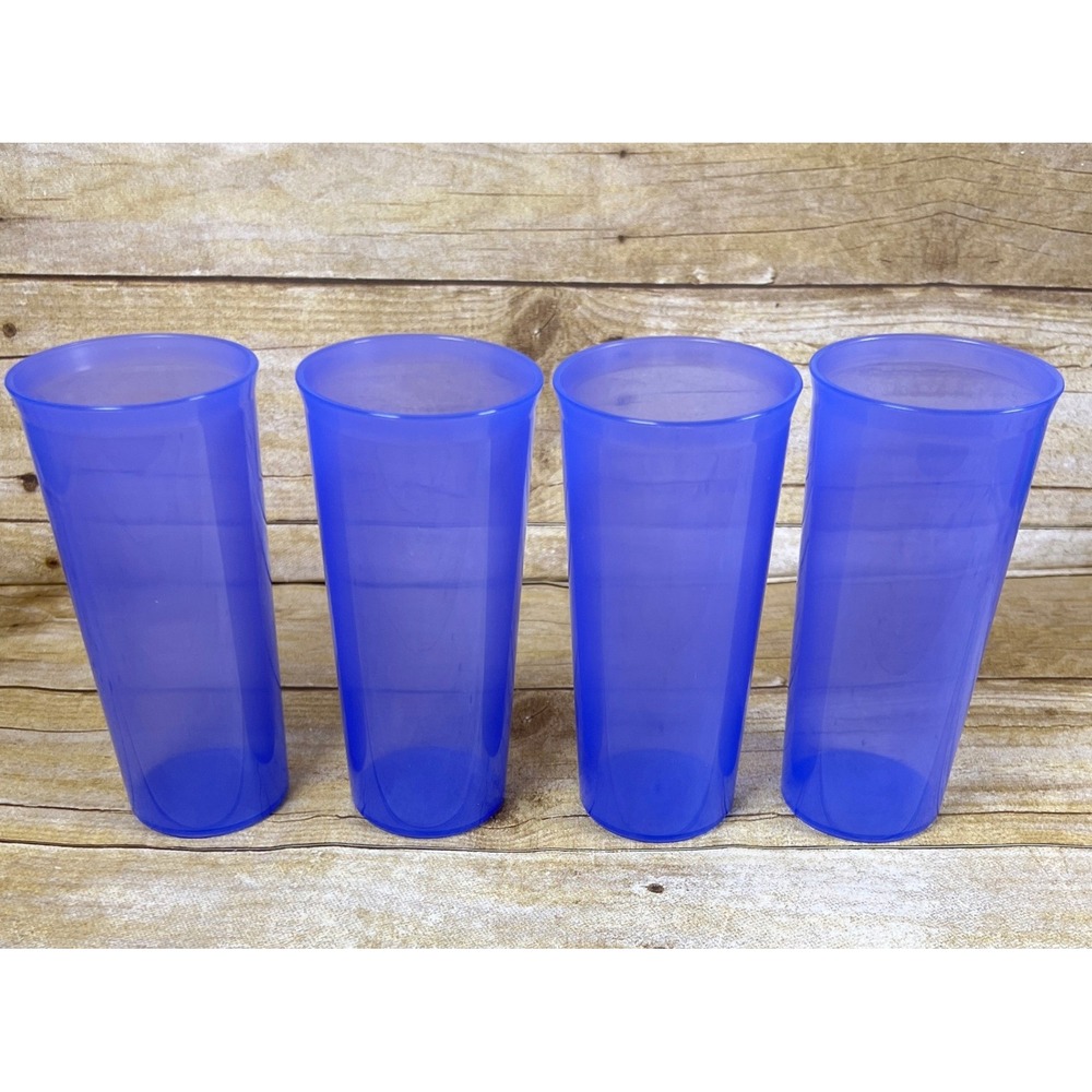 Tupperware  Tumblers Straight Sided Sheer  12 oz  Blue Stackable Classic